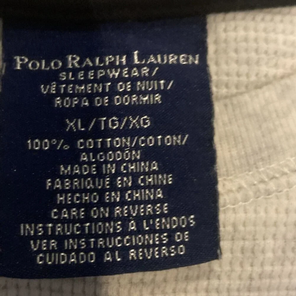 Polo Ralph Lauren Shirt Mens XL Long Sleeve‎ Crewneck Waffle Knit Sleepwear